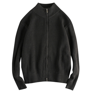 美式慵懒风高街潮流男款毛衣粗线针织衫秋冬厚款立领开衫外套上衣