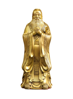 纯黄铜孔子站像孔夫子铜像摆件