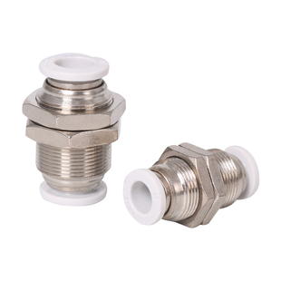 PM隔板直通接头气管快速对插穿板直径4mm6/8/10/12mm气动软管接头