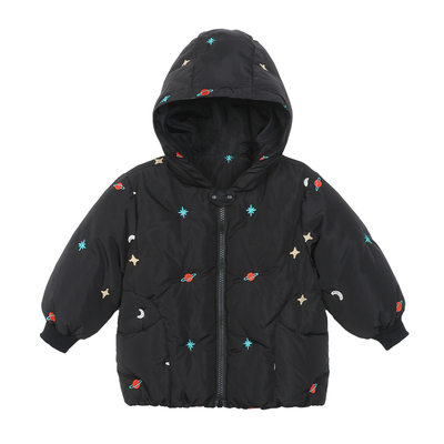 小O爸男婴童 宝宝羽绒服男宝2025新款90白鸭绒婴儿黑色连帽外套