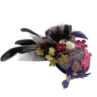 Colado扣诺儿童婚纱礼帽小女孩头饰走秀演出夸张高端钢琴羽毛发饰