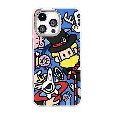 适用iphone15pro手机壳涂鸦磁吸