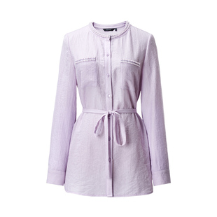 颜域小香风天丝上衣女2026春季新款精致时尚穿搭轻奢气质长款衬衫