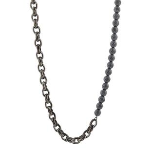 【礼物】ARMANI EXCHANGE/阿玛尼春夏男钢链多面体赤铁矿串珠项链