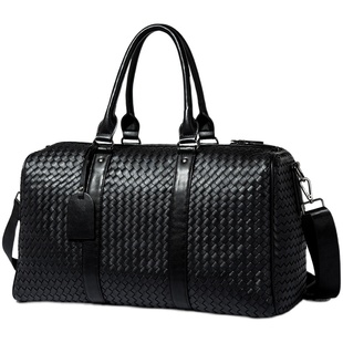 旅行包男新款欧美大容量手工编织行李袋商务出差手提单肩包健身包