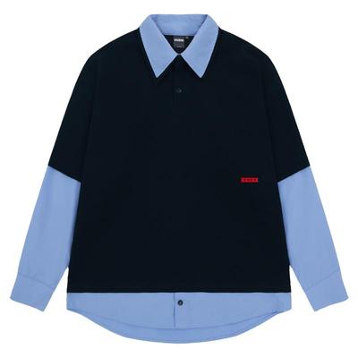 XXZXX印花假两件衬衫长袖T恤