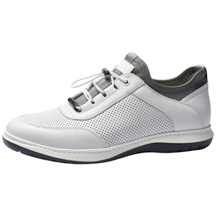 jbenato宾度男鞋夏季男士时尚休闲鞋男真皮舒适轻便透气镂空皮鞋