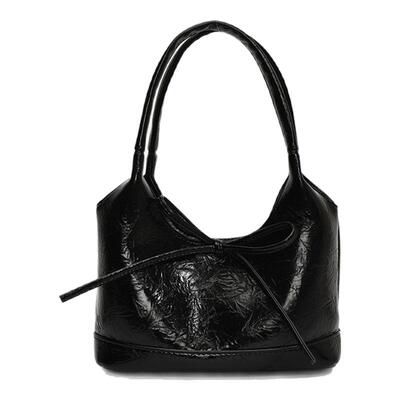 银色包包女式2025新款流行时尚蝴蝶结单肩包大容量百搭通勤水桶包