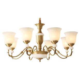 美式吊灯客厅灯全铜轻奢卧室主灯餐厅法式欧式复古高端大气铜灯具