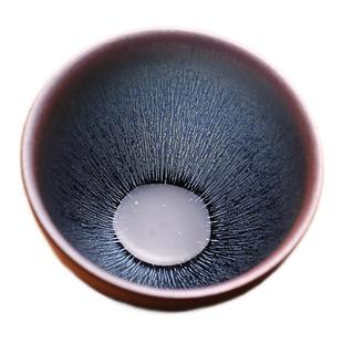 非遗大师陈国飞银毫建盏主人杯茶杯茶盏纯全手工曜变兔毫茶器茶具