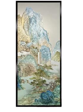 现代轻奢花卉珐琅彩隔断画定制画