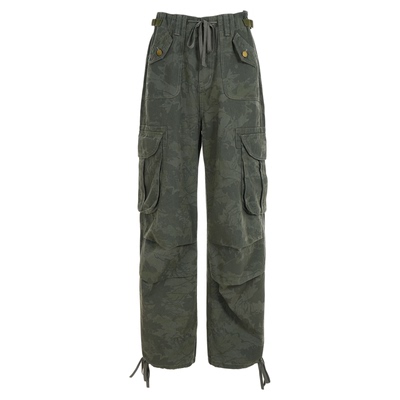 WEEKEEP 美式复古迷彩工装裤女嘻哈百搭帅气宽松垂感牛仔休闲裤潮