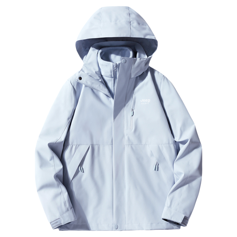WASSUP朱雀红冲锋衣男女款三合一户外防风防水徒步登山服男士外套
