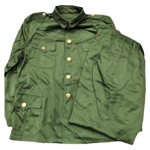 库存老款87式涤卡中山装冬季涤卡军绿外套 棉袄罩衣套装