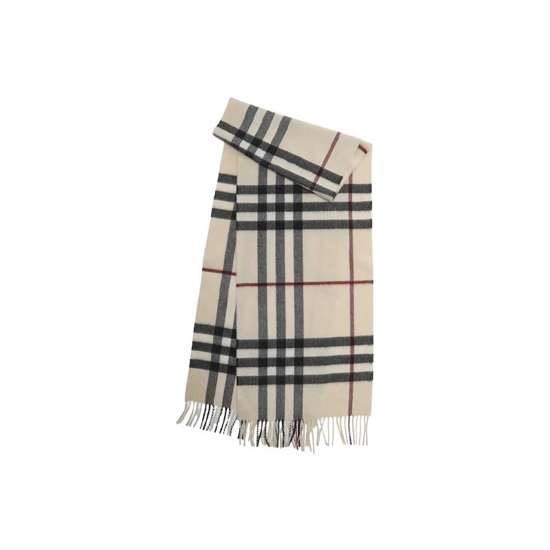 【自营】BURBERRY/博柏利男女同款格纹舒适保暖山羊绒流苏长围巾
