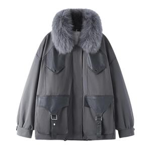 派克女狐狸毛领羽绒服女短款2024冬季新款小个子白鸭绒保暖外套