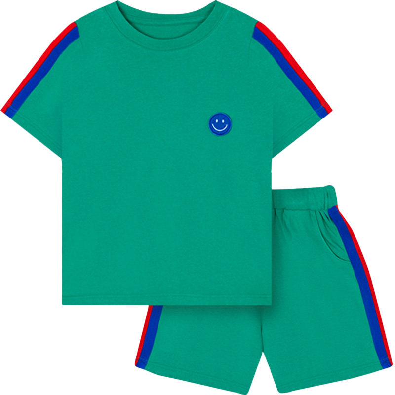 外穿儿童T恤套装棒球服男童polo衫夏纯棉家居服短袖短裤女童宝宝