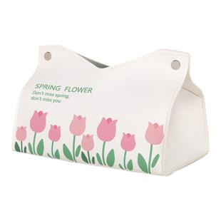 郁金香花原创抽纸盒家用纸巾盒客厅宿舍餐厅简约轻奢皮革纸抽盒