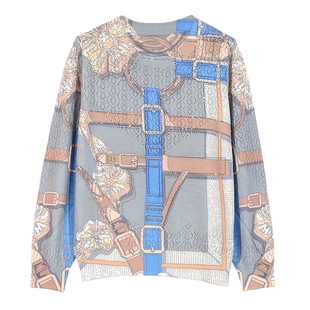 古嘉子2025春新款时尚休闲圆领套头长袖针织衫薄天丝羊毛上衣9602