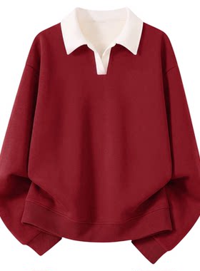 名创优品polo领卫衣女秋翻领外套