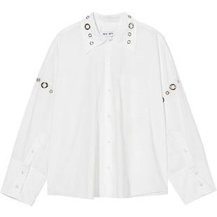 IT ACT NO.1女装长袖衬衫新款时髦质感圆环镂空装饰衬衣T2321UXL