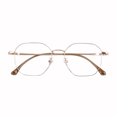 纯欲金丝近视眼镜女可配度数多边形眼镜框显脸小素颜显白眼睛框架