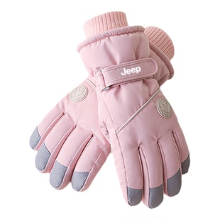 jeep吉普滑雪手套女士冬季保暖加厚加绒可触屏电动车防寒骑行手套