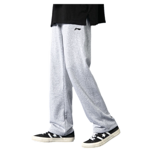 李宁卫裤男运动裤2025秋季防风舒适松紧宽松直筒大码系带休闲裤子