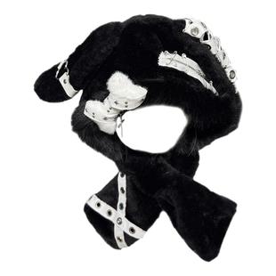 1Gangster Inn原创兔耳朵帽亚文化朋克护耳帽重工骨头毛绒百搭