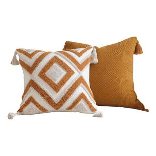 橘色圈绒抱枕簇绒靠包法式摩洛哥民族风ins风客厅靠枕民宿靠垫套