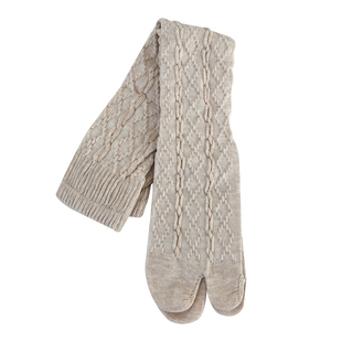 秋冬季菱格纹羊毛分趾小腿袜韩风复古简约堆堆袜纯色二趾袜tabi