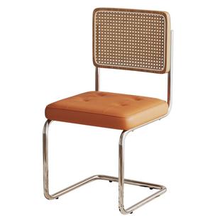 中古餐桌椅家用民宿复古侘寂风餐椅实木藤编咖啡厅瓦西里椅子靠背