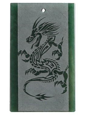 天然墨玉龙牌玉石吊坠挂件饰品