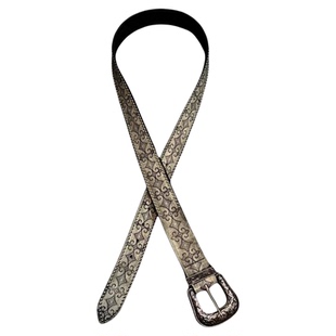 DFDG复古西部铆钉雕花皮带vintage风金属扣小众设计百搭做旧腰带