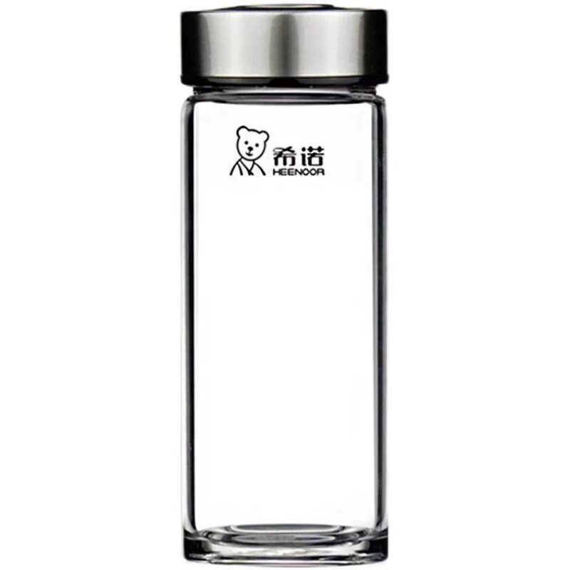 希诺加厚带盖便携单层玻璃杯
