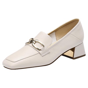 星期六软底方头乐福鞋白色不累脚小皮鞋女款女士英伦风女鞋子春季