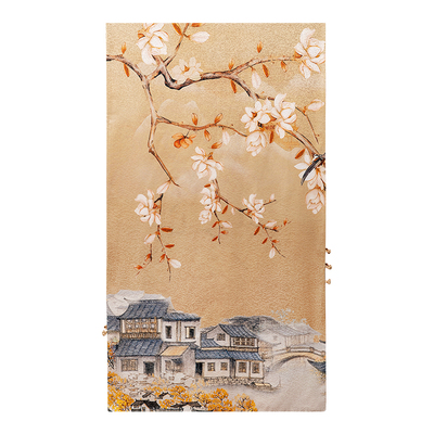 冠菲娅高档双层真丝丝巾妈妈款时尚洋气旗袍披肩外搭桑蚕丝围巾