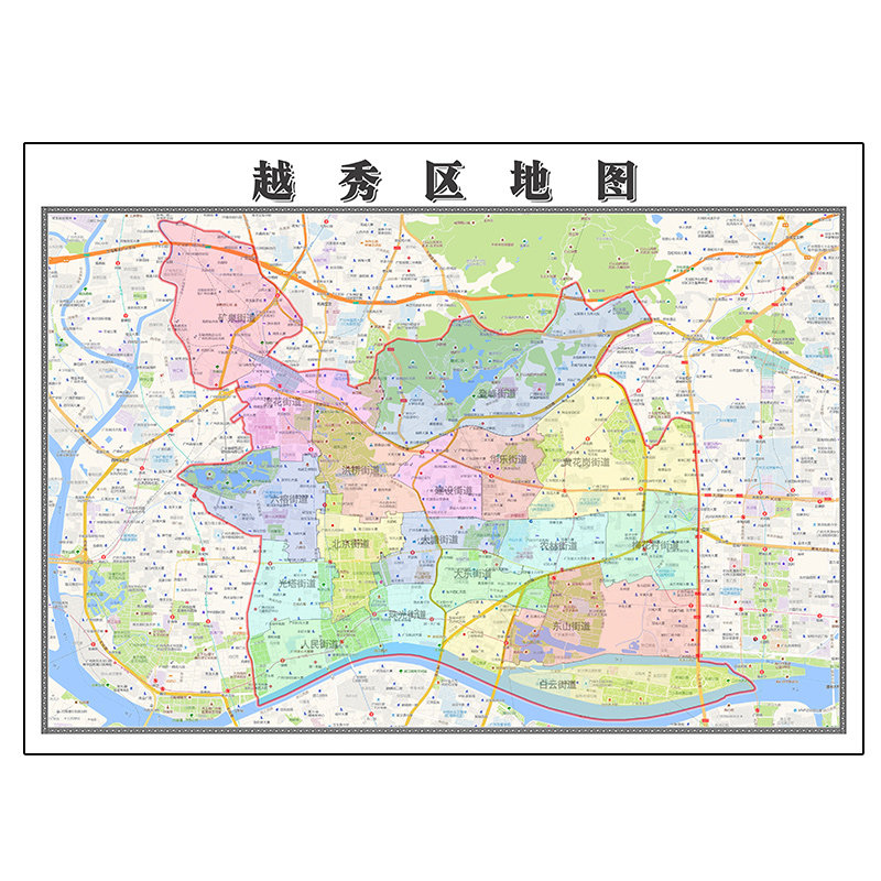博望区地图1.1米定制广东省广州市行政区域颜色划分高清防水墙贴