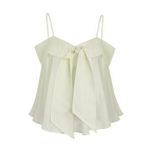 Kroche  Aurora Core 立体蝴蝶结 薄纱系带宽松一字肩A摆上衣