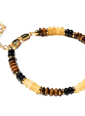 虎眼石纯银串珠女高级感项链