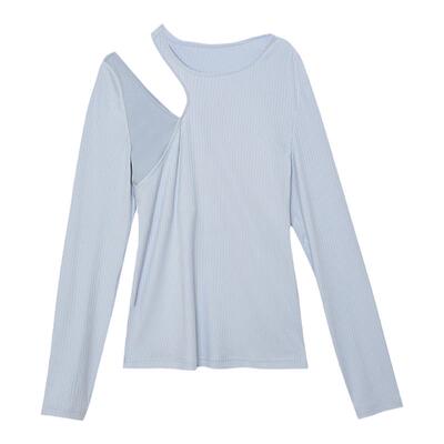 Blank修身肩部镂空弹力针织衫