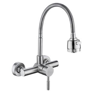 不锈钢入墙式厨房冷热水龙头 双孔洗衣台洗菜盆水槽洗手盆混水阀