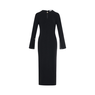 LYNEE 水滴镂空领醋酸垂感直身连衣裙女2025秋新款法式优雅长裙