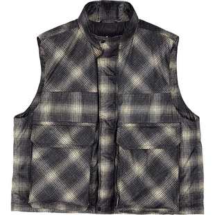 蓬马大童羽绒服马甲斜格纹复古工装秋冬装男女儿童pomme de terre