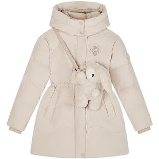 【赠玩偶包】波司登儿童女童时尚收腰中长款羽绒服亲肤舒适外套女