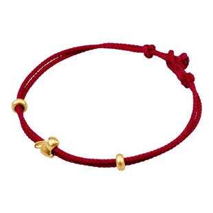 足金兔子小克重黄金转运珠红手绳手链女生宝宝新生儿周岁新年礼物