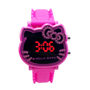 儿童KT手表柔软硅胶表带LED腕表 可爱卡通女孩学生少女心电子手表