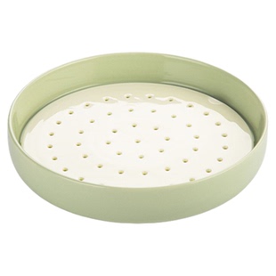 沥水蒸盘饺子盘子烤盘陶瓷蒸片沥油过滤油盘烤箱微波炉专用备菜盘