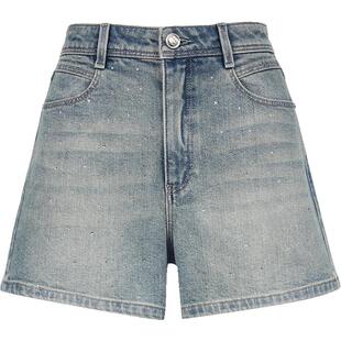 【ONLY奥莱】春夏男友风水钻装饰高腰水洗显瘦阔腿短裤牛仔裤女