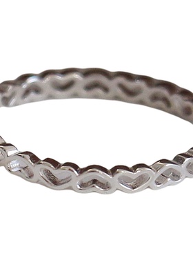 气质闭口S999足银镂空爱心戒指